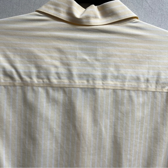 Brooks Brothers Cotton 3/4 cuffed sleeve yellow white stripe Sz 10 - Picture 6 of 9